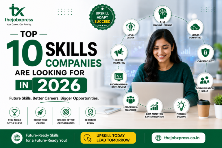 Featured image showcasing work from home jobs in Bangalore for beginners in 2026, featuring a young professional working remotely on a laptop, Bangalore skyline, remote work icons, and TheJobXpress branding.