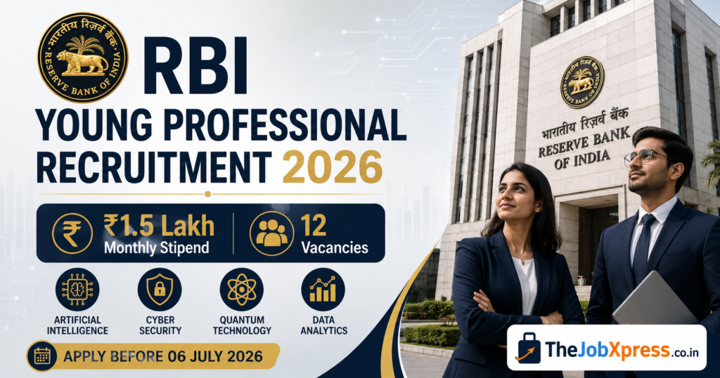 RBI Young Professional Recruitment 2026 with ₹1.5 lakh monthly stipend and 12 vacancies